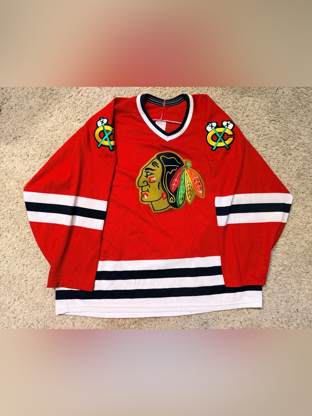 Vintage CCM Chicago Blackhawks NHL Hockey Jersey Red Men's Size XL